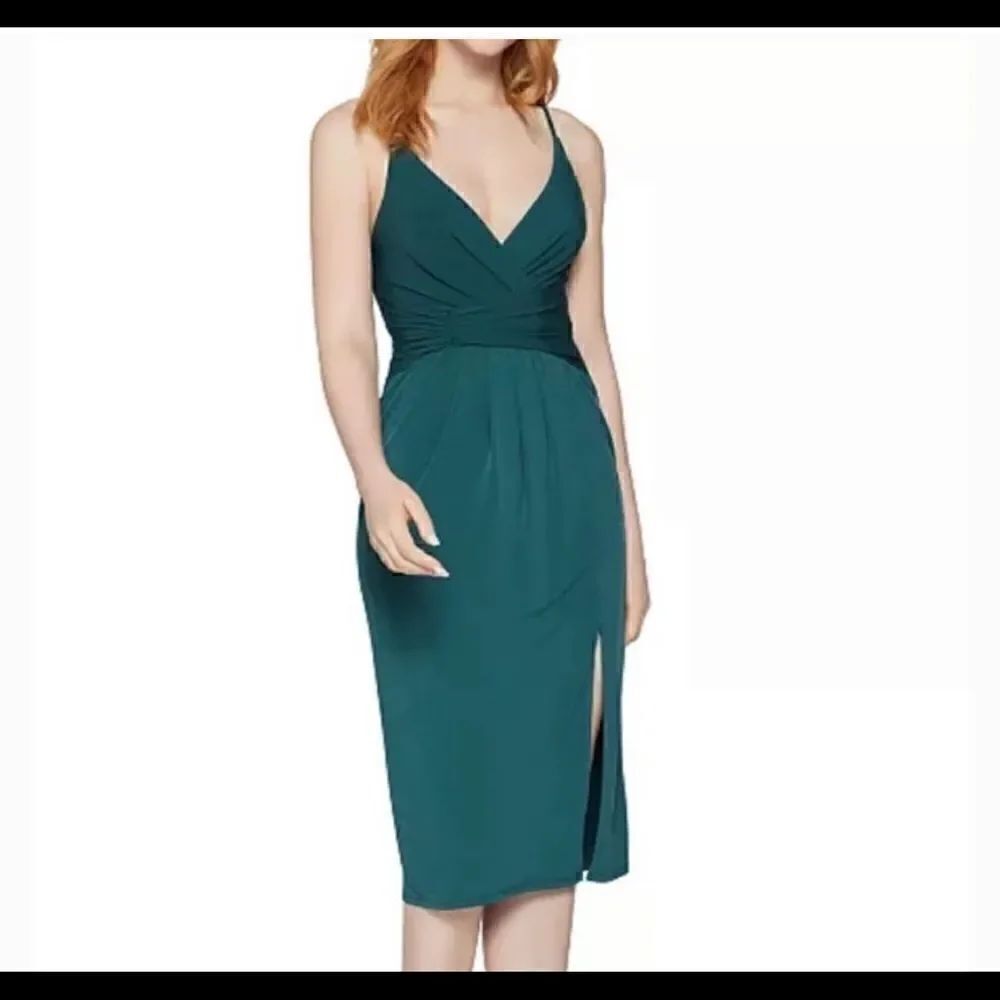 BCBGeneration Twisted Surplice Sheath Dress Bright Elm Size XS Tall